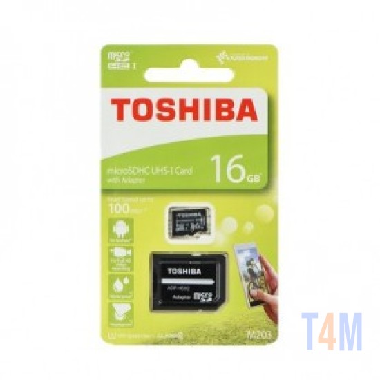 CARTÃO DE MEMÓRIA TOSHIBA MICROSD 16GB (COM ADPTADOR) M203 CLASS 10